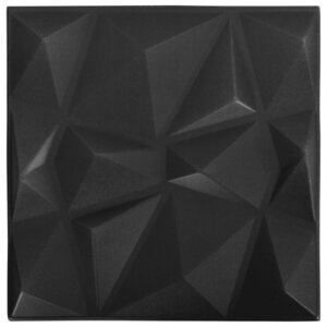 vidaXL Panneaux muraux 3D 12 Pièces 50x50 cm noir diamant 3 m²