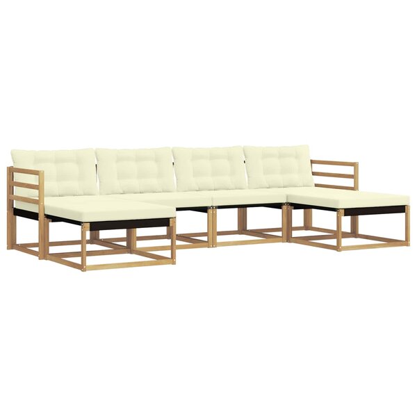 vidaXL Ensemble de canapés d'extérieur 6 Pièces Blanc et crème