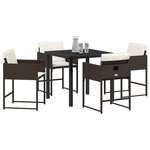 vidaXL Ensemble de salle à manger pour jardin 5 Pièces Marron Poly rotin