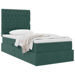 vidaXL Lit avec rangement et matelas Vert foncé 90 x 200 cm Velours