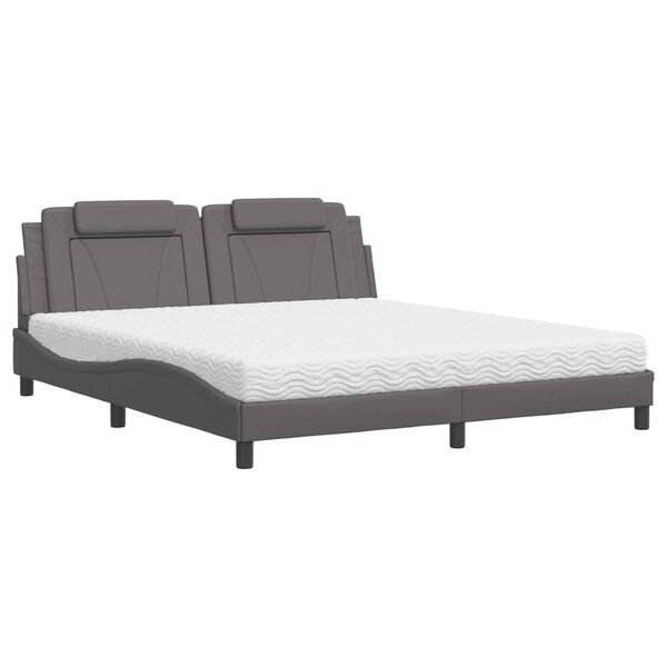vidaXL Lit avec matelas gris 180x200 cm similicuir