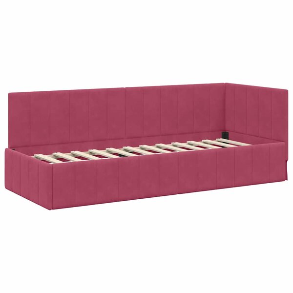 vidaXL Cadre de lit d'angle Bordeaux 80 cm x 200 cm tissu