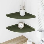 vidaXL Étagère flottante avec étagère 2 Pièces Vert olive 30 x 30 x 2 cm
