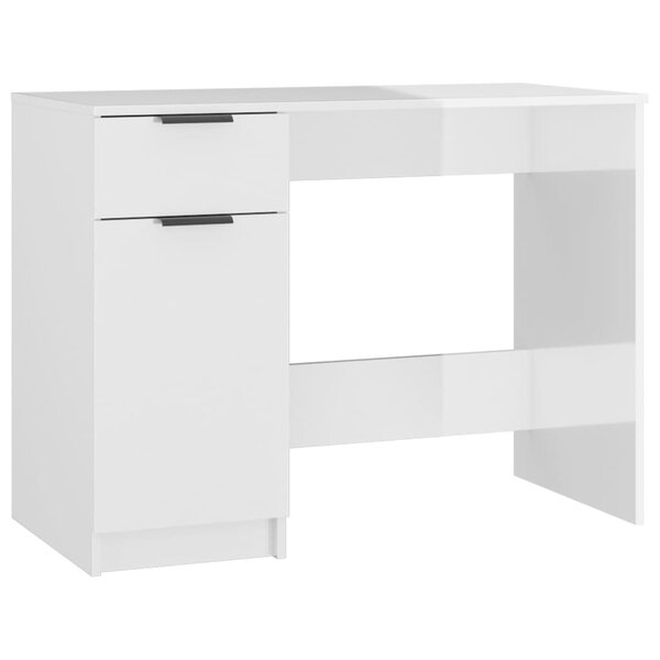 vidaXL Bureau Blanc brillant 100x50x75 cm Bois d'ingénierie