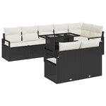 vidaXL Canapé de jardin 9 pièces avec coussins - Noir  en rattan synthétique