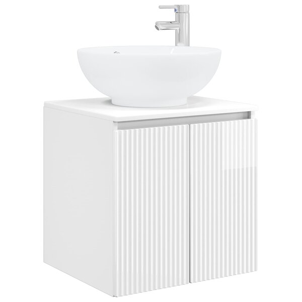vidaXL Vanité de lavabo mural Blanc brillant 49 5 x 44 5 x 65 cm