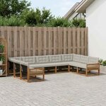 vidaXL Ensemble de canapés d'extérieur 9 Pièces Naturel et gris clair