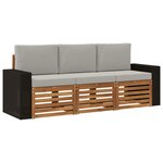 vidaXL Ensembles de canapés avec coussin 3 Pièces Bois d'Acacia Massif