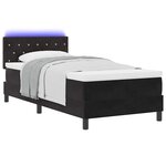 vidaXL Lit à ressort LED avec matelas Noir 90 x 190 cm Velours