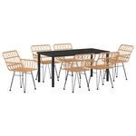 vidaXL Ensemble de salle à manger pour jardin 7 Pièces Marron Poly rotin