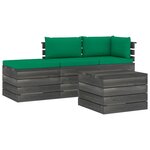 vidaXL Salon palette de jardin 4 Pièces avec coussins Bois de pin massif