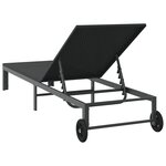 Chaise longue vidaXL avec roues en poly rotin noir