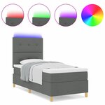 vidaXL Lit à ressorts avec matelas et LED Gris foncé 80x200 cm Tissu