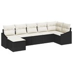 vidaXL Ensemble de canapé de jardin 7 Pièces Noir Poly rotin
