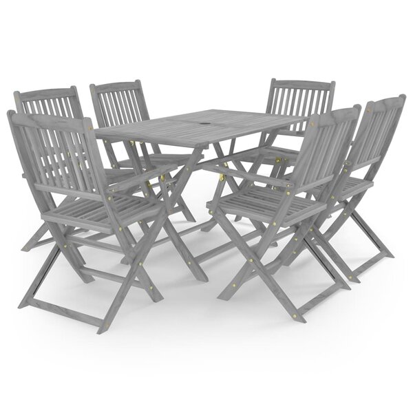 vidaXL Ensemble à manger de jardin 7 Pièces Bois d'acacia massif Gris