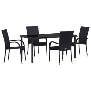 vidaXL Ensemble de salle à manger pour jardin 5 Pièces Noir