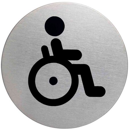 Pictogramme 'WC pour Handicapé' Adhésif Diam 83 mm Acier Brossé DURABLE