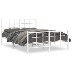 vidaXL Cadre de lit métal avec tête de lit/pied de lit blanc 140x190cm