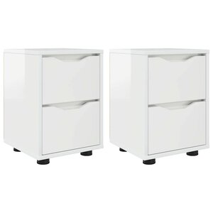 vidaXL Tables de chevet 2 Pièces Blanc brillant 30 5 x 30 x 43 cm