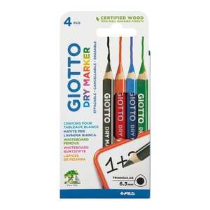 Boîte de 4 crayons effaçables à sec pour ardoises et tableaux blancs GIOTTO