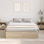 Cadre de lit de rangement vidaXL Chêne Sonoma 135x190 cm