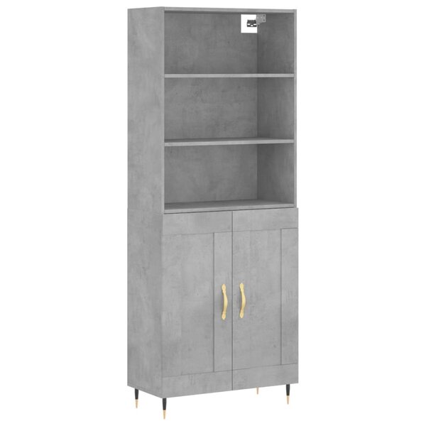 vidaXL Buffet haut Gris béton 69 5x34x180 cm Bois d'ingénierie