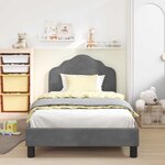 vidaXL Cadre de lit pour enfants avec tête de lit Gris foncé