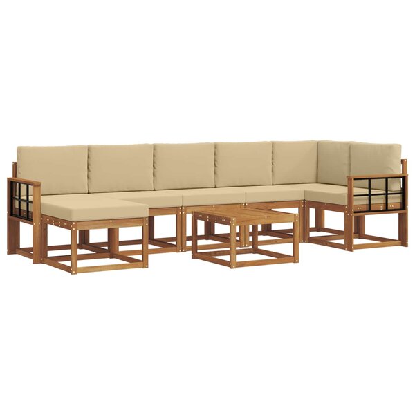 vidaXL Ensemble de canapés d'extérieur 8 pc Naturel et Beige