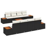 vidaXL Ensemble de canapé de jardin avec coussin 9 Pièces Noir Poly rotin