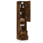 vidaXL Buffet haut Chêne fumé 34 5x34x180 cm Bois d'ingénierie