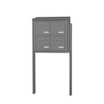 Bloc collectif Leabox 2x2 grade 3 simple face extérieur fixation sur pieds à sceller gris poussière ral 7037 finition brillante