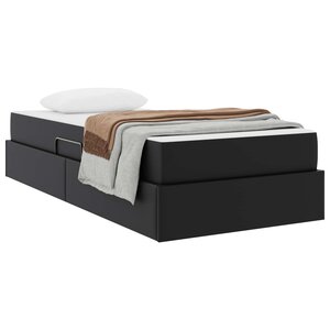 vidaXL Lit avec rangement et matelas avec stockage 2 pc Noir Cuir