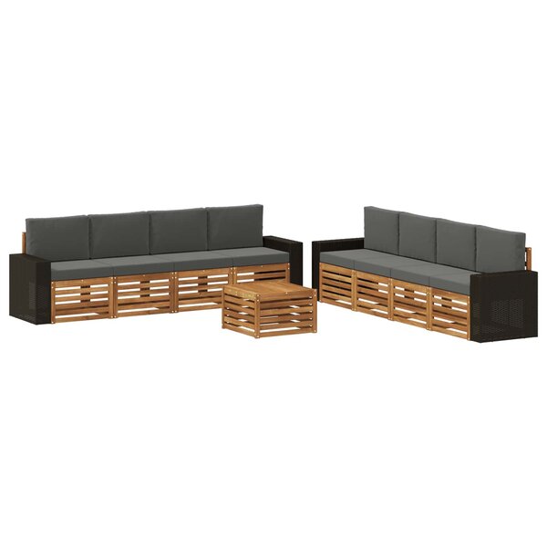 vidaXL Ensemble de canapés d'extérieur 9 pc Naturel et Anthracite