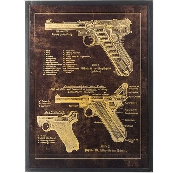 Cadre pistolet bois vitre en verre 80 cm