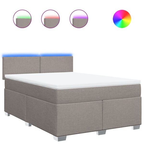 vidaXL Sommier à lattes de lit avec matelas Taupe 140x190 cm Tissu