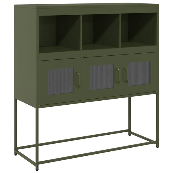 vidaXL Buffet vert olive 100 5x39x107 cm acier laminé à froid