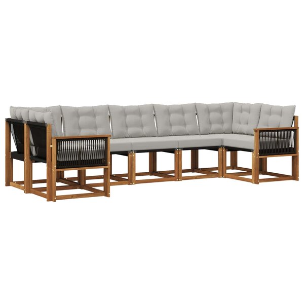 vidaXL Ensemble de canapés d'extérieur 7 pc Naturel et Gris clair