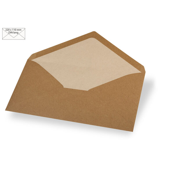 Enveloppe DIN Longue  kra  FSC Rec.Credi  kraft  220x110mm  90g / m²  5 pces