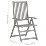 vidaXL Chaises inclinables de jardin avec coussins 8 Pièces Gris Acacia