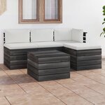 vidaXL Salon palette de jardin 5 Pièces avec coussins Bois de pin massif