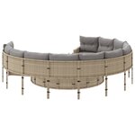 vidaXL Canapé de jardin avec coussins rond beige résine tressée
