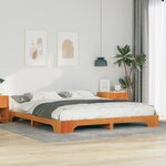 vidaXL Cadre de lit surélevé avec stockage Marron Bois massif en pin