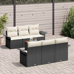 vidaXL Ensemble de canapé de jardin 7 Pièces Noir Poly rotin