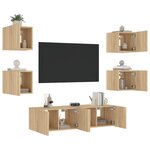 vidaXL Unités murales TV avec LED 6 Pièces chêne sonoma bois d'ingénierie
