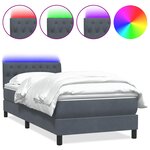 vidaXL Sommier à lattes de lit et matelas et LED gris foncé 80x220 cm velours