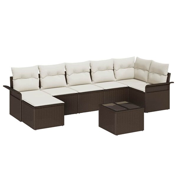 vidaXL Ensemble de canapé de jardin 8 Pièces Marron Poly rotin