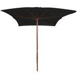 vidaXL Parasol d'extérieur avec mât en bois Noir 200x300 cm