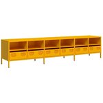 vidaXL Meuble TV jaune moutarde 202x39x43 5 cm acier laminé à froid