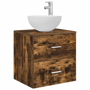 vidaXL Vanité de lavabo mural Chêne fumé 49 5 x 41 x 64 5 cm