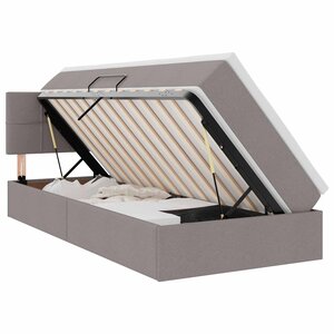 vidaXL Lit de rangement LED avec matelas Taupe 100 x 200 cm Tissu